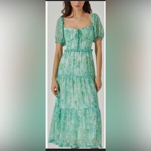 Astr Green Floral Dress